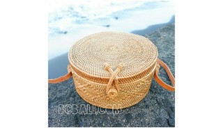 circle around handbags straw rattan hand woven grass handmade motif side